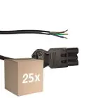 Mehrfachpackung 25x Noxion GST - Kompatibel Versorgungskabel Schwarz - Männlich + Offene Enden - 0,3m - 3 pole 0,75mm2